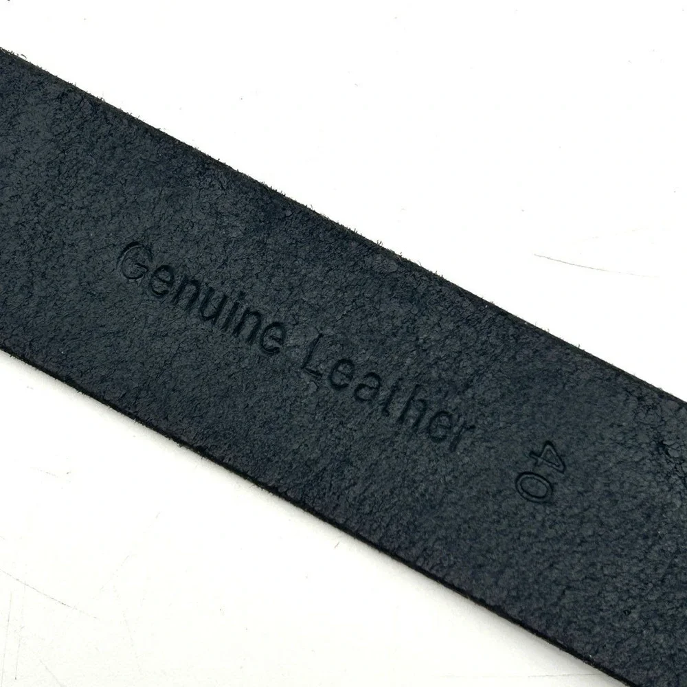Timberland Men's Black Genuine Leather All-Over Logo Embossed Belt Size 40